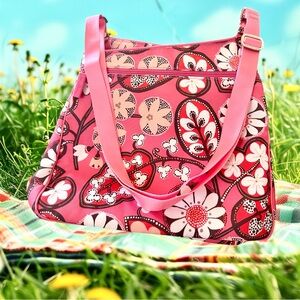 Colorful Vera Bradley Pink Floral Shoulder Bag